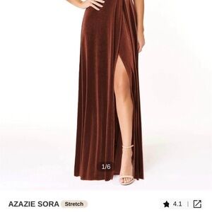 Azazie Sora Brown Maxi Skirt